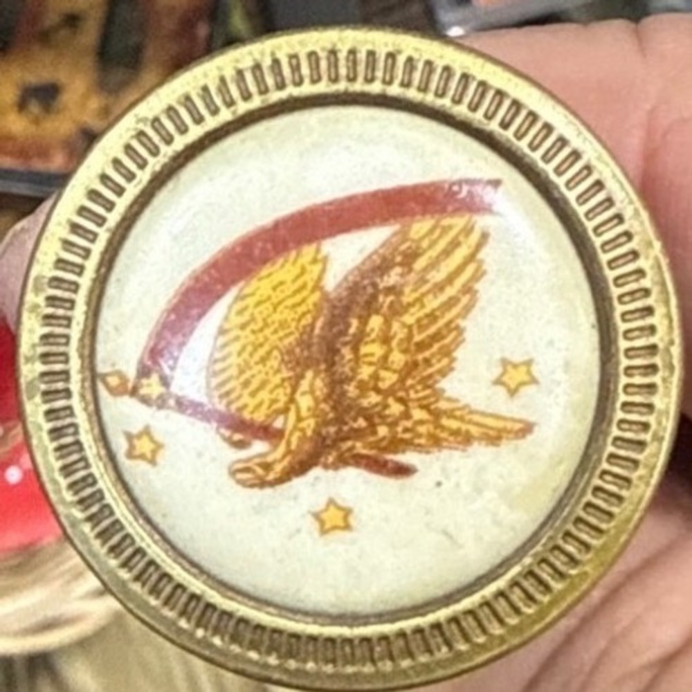 Eagle in Flight Stars & Banner Porcelain Brass Knob Pulls-Hardware 10 pieces